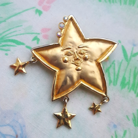 JJ JONETTE Jewelry - 🌙Signed JJ Star Aurora Borealis Stones Brooch